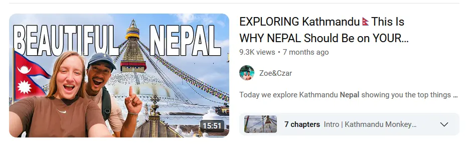 video by youtube channel @ZoeCzar about Nepal